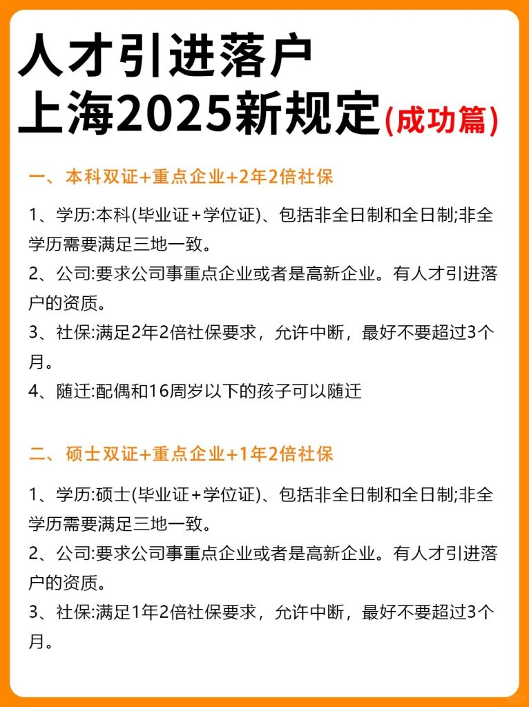 2025上海人才引进落户新规定